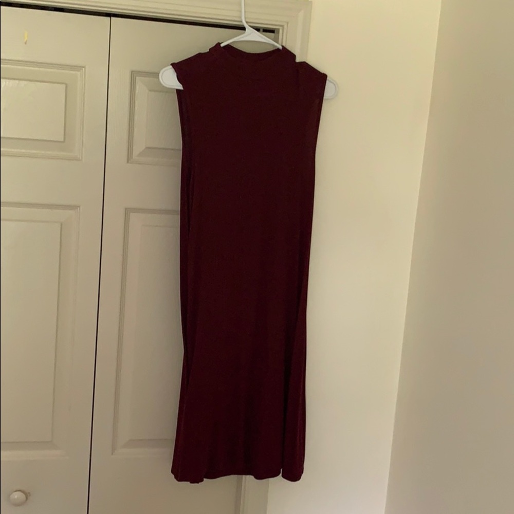 Maroon high neck swing dress